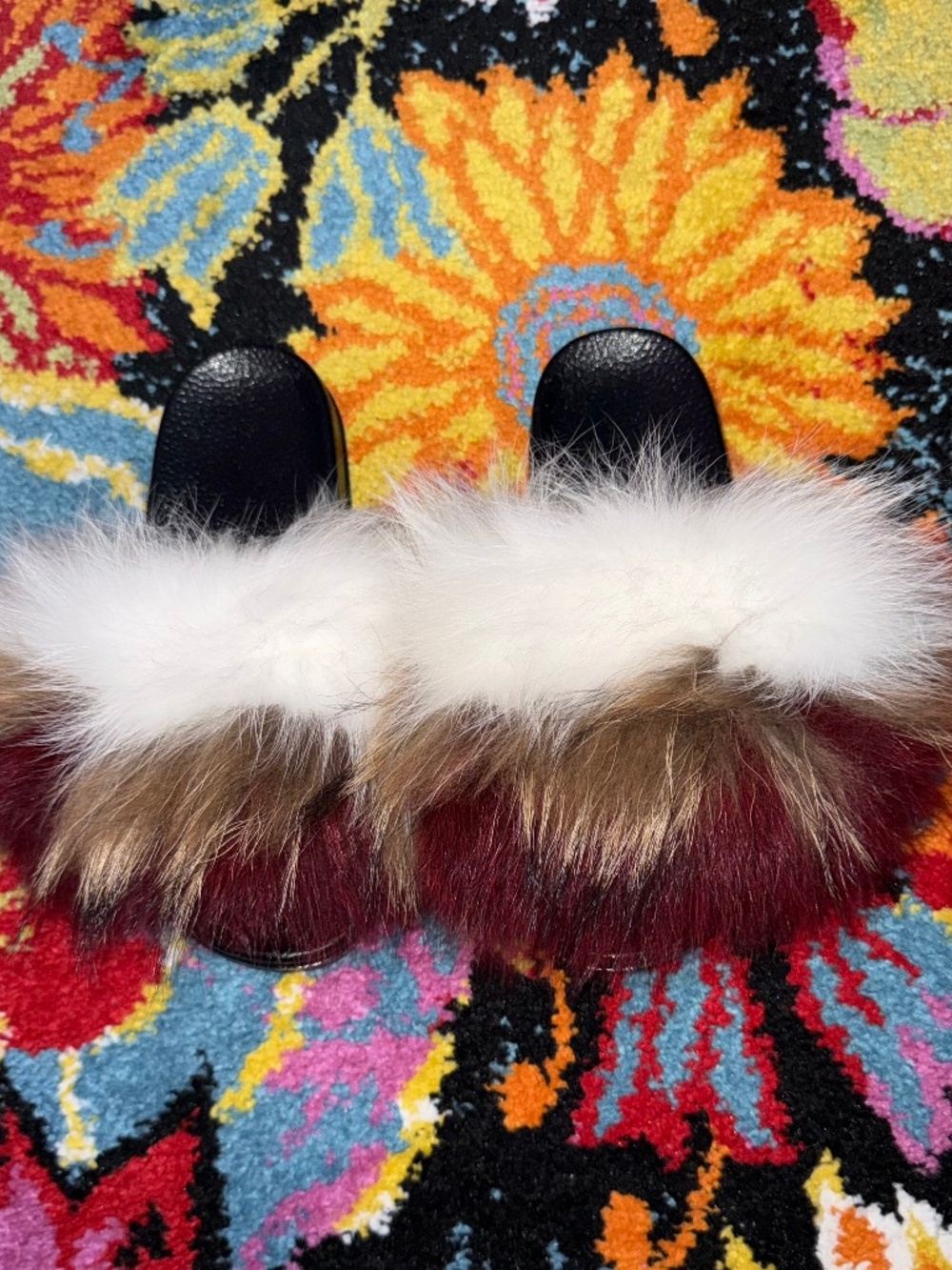 Boutique | Burgundy Faux Fur Slides